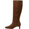 CLARKS WOMENS ZIP HIGH LEG BOOT - WALNUT SUEDE